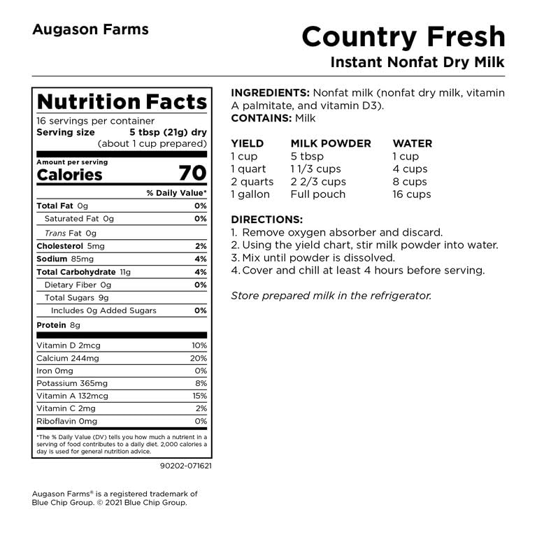 Instant Nonfat Dry Milk, 1 lb 13 oz C383504