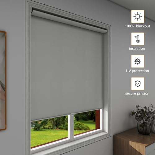White Cordless Blackout Roller Blind for Windows F9164