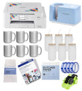 Brother Sublimation Printer and Craft Express Pro Easy Auto Mug Heat Press Bundle, 6 Mugs & 6 Glasses