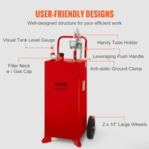 Fuel Caddy 30 Gallon with Wheels and Manual Transfer Pump U8037