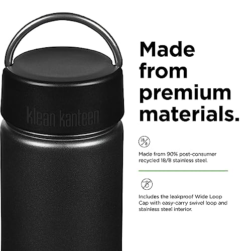 Wide Mouth Stainless Steel Water Bottle with Loop Cap - 27oz - Black Y11773