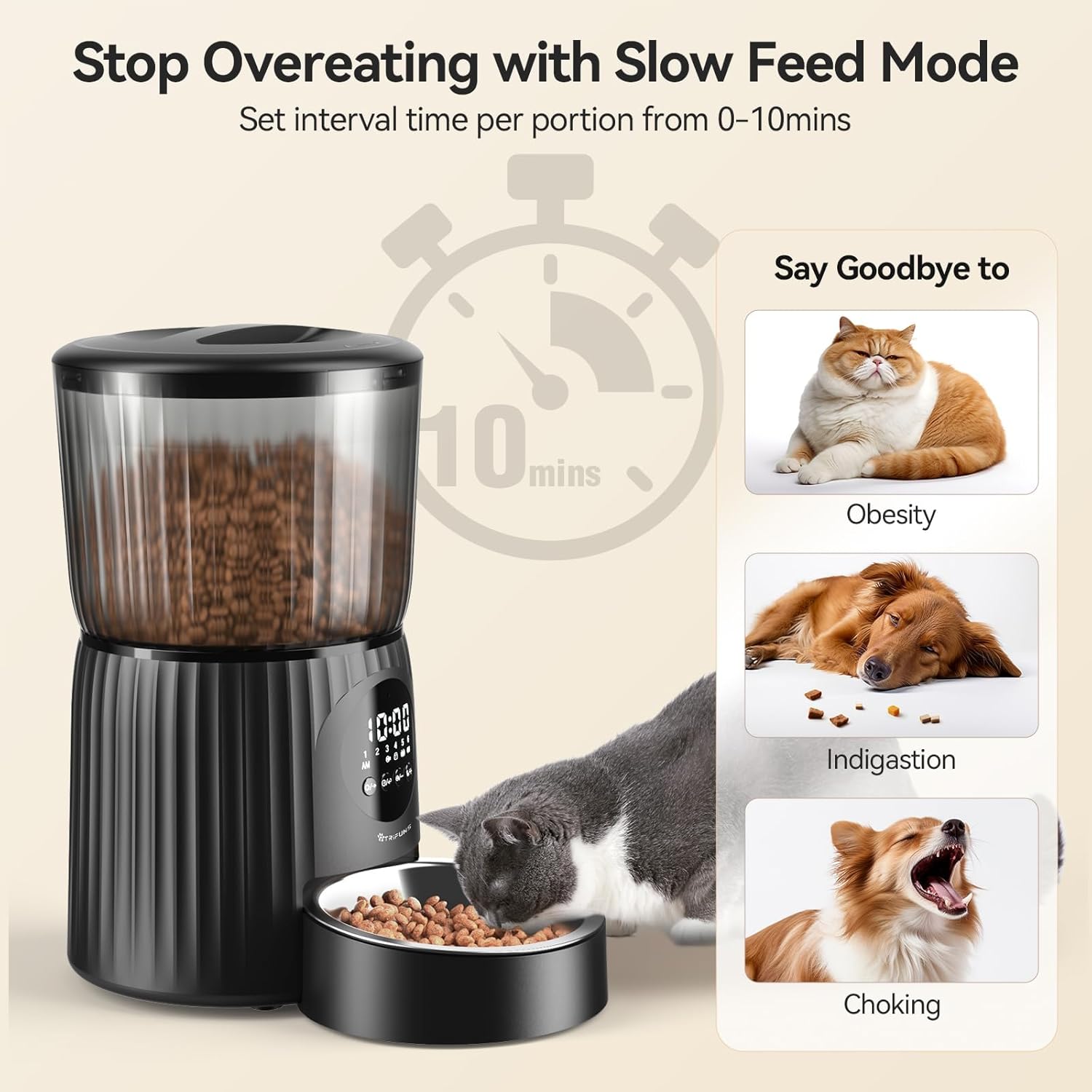 Automatic Cat Feeder, 4L Programmable Pet Food Dispenser Z43718