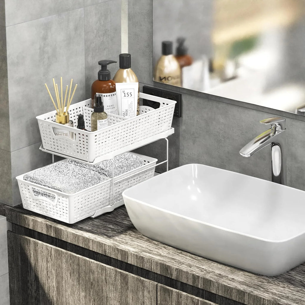 Bathroom Organizer Tray with Pull-Out Sliding Drawer P536731
