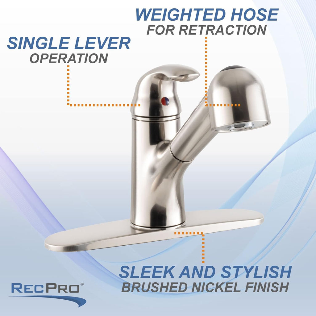 RV Kitchen Pull Out Faucet Brushed Nickel O16006
