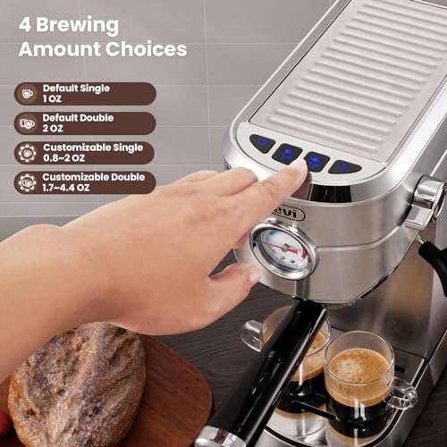 Espresso Maker 20 Bar with Milk Frother, Stainless Steel, for Latte & Cappuccino W928008