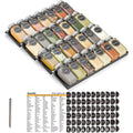 Drawer Organizer with 28 Spice Jars, 386 Spice Labels, 4-Tier Spice Rack Tray for Kitchen Drawers, 13W ​​x 17.5D