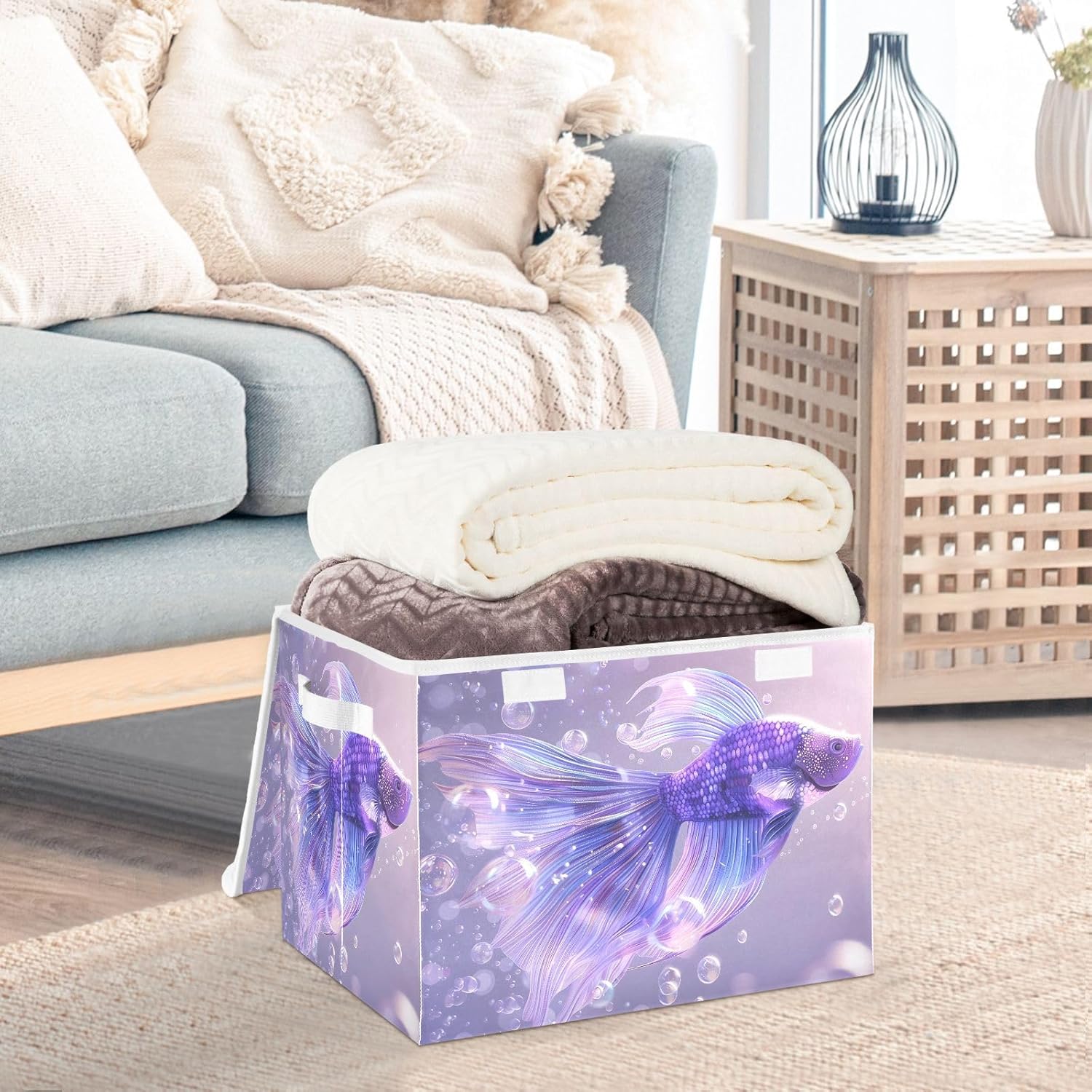 Fabric Foldable Storage Bins with Lids C77995