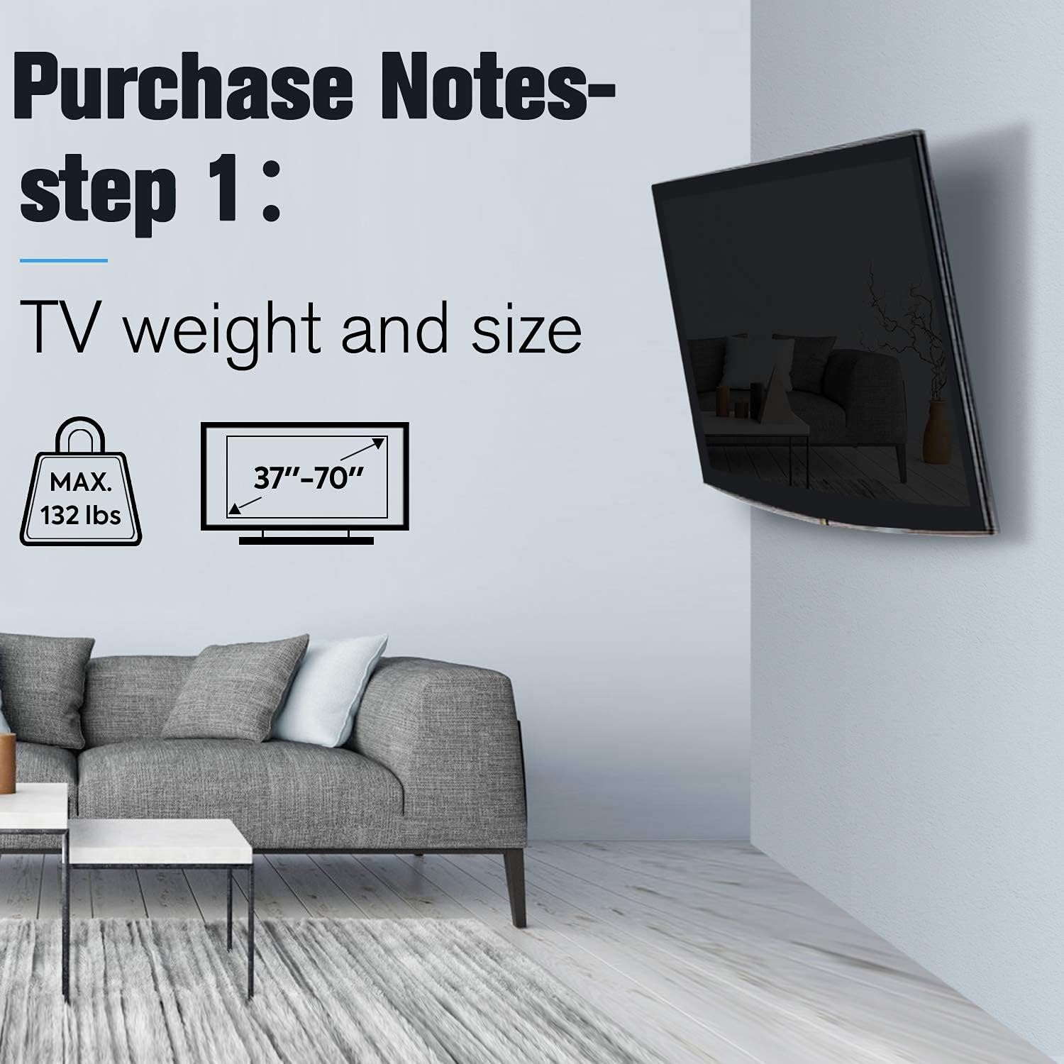 TV Wall Mount for 37-70 Inch Flat Screen, Low Profile Tilt and No Tilt Versions Q871396