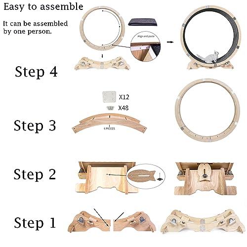 Cat Exercise Wheel for Indoor Cats, Maple Wood Running Wheel Y737265