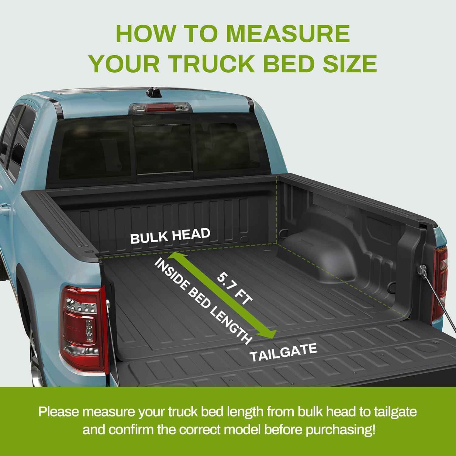 Soft Tri-fold Truck Bed Tonneau Cover for 2009-2024 Dodge Ram 1500 5.7ft Bed Q8514