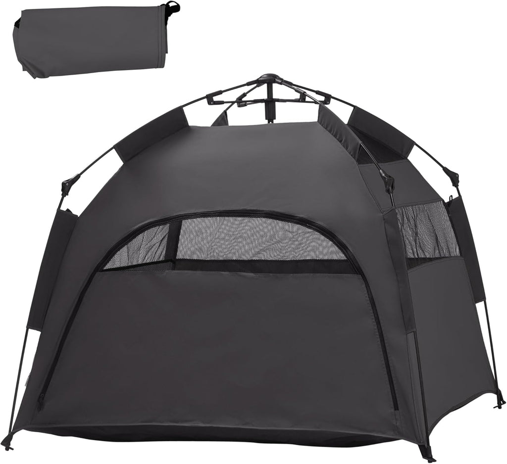 PawHut Pop Up Dog Tent for Extra Large and Large Dogs, Portable Pet Camping Tent with Carrying Bag for Beach, Backyard, Home, Dark Gray