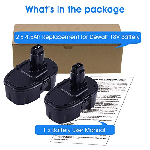 2-Pack 4500mAh Replacement Battery for 18V Cordless Drill I252154
