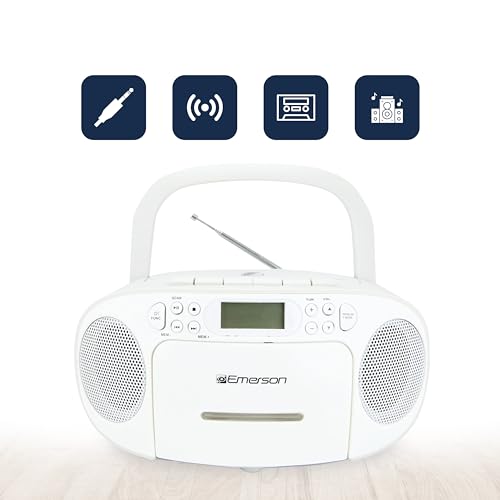 Portable CD/Cassette Boombox with AM/FM Radio, Black V4336