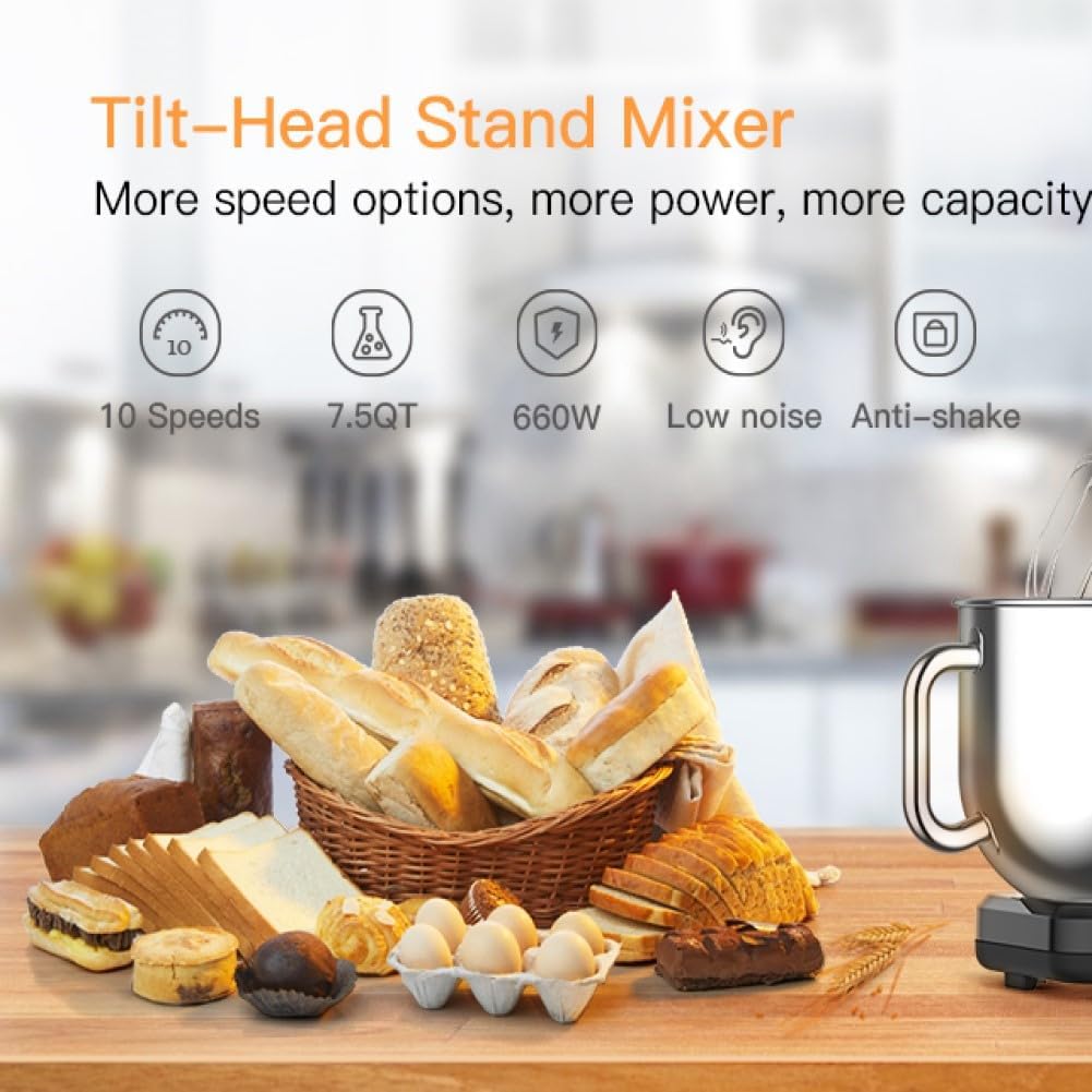Stand Mixer with Stainless Steel Bowl, 7.5 Qt, 10-Speed W2766