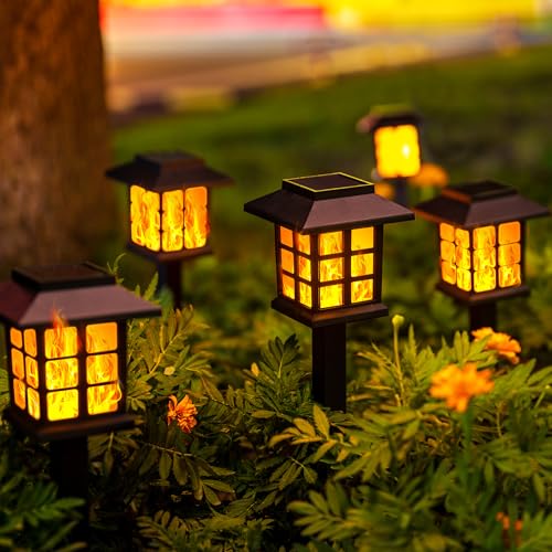 Solar Lights for Outside, 8 Pack Flickering Flame LED, Waterproof Garden Lights P21058