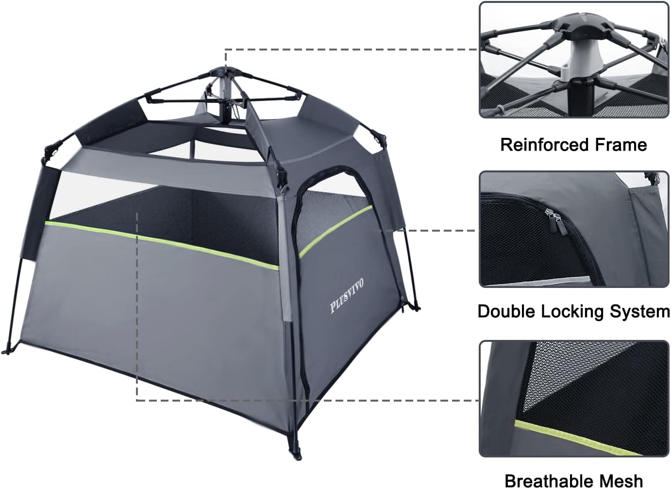 Pop Up Dog Tent for Large Dogs, Foldable Mesh Camping Tent with Shoulder Bag E9928