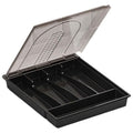 Organizer with Lid,Plastic Cutlery and Flatware Storage Box, Compartments Covered Utensil Tray for Kitchen Drawer B