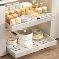 2Pack Expandable pull out cabinet organizer 21 Inch Deep,Slide Out Drawer for Kitchen Cabinets,Adhesive Cabinet Pull Out Shelves For Kitchen Pantry Organization,Adjustable Width 12.59-20.47White