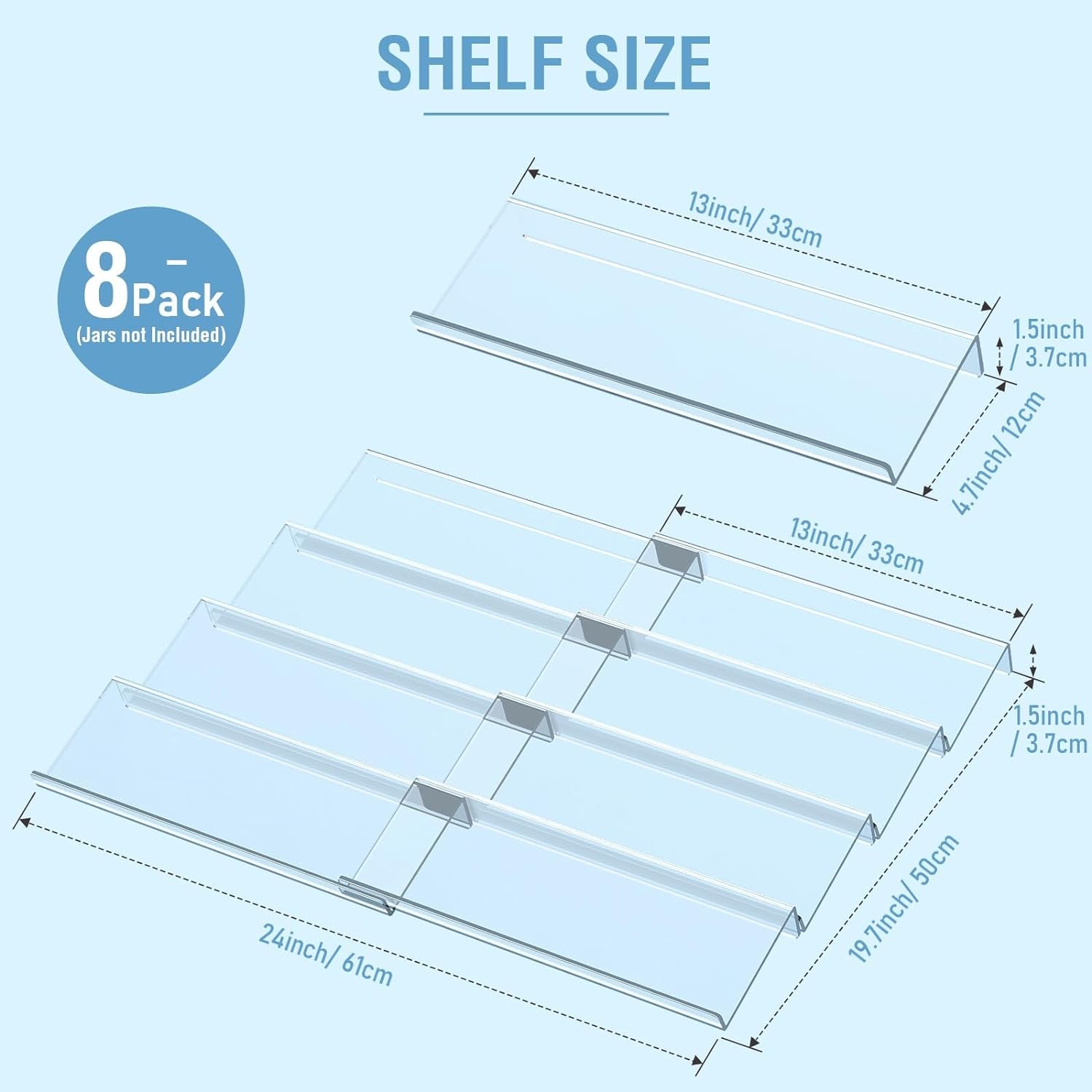 Spice Drawer Organizer 4 Tier, Clear Acrylic Rack, Expandable N1369