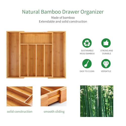 Bamboo Cutlery Tray for Kitchen Utensils and Drawer Organizer O851769