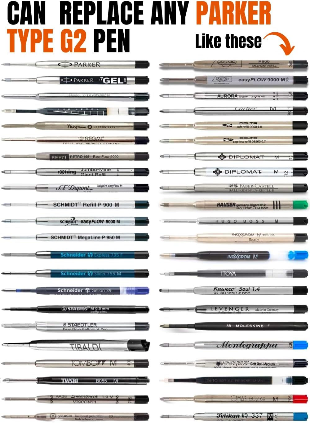 Ballpoint Pen Refills, Black Ink Medium Flow, 6 Pack B6244