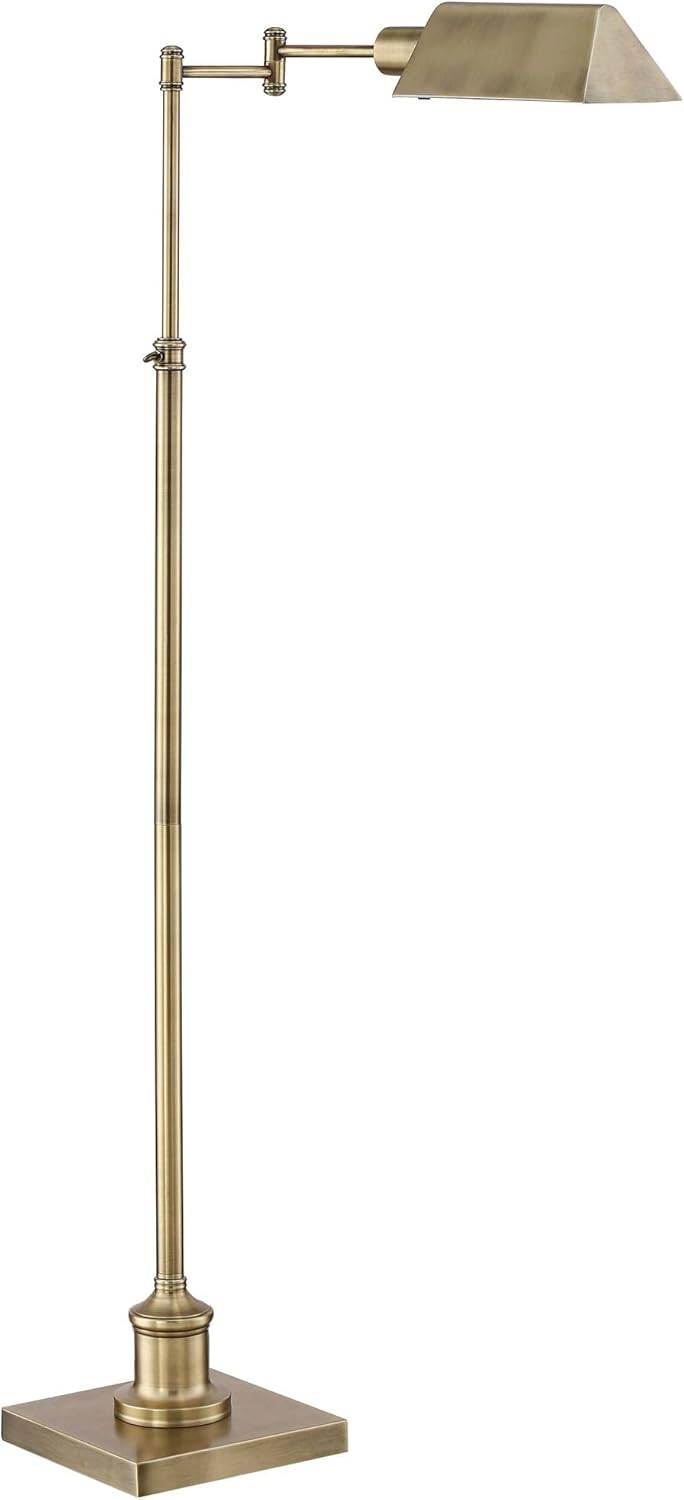 Industrial Adjustable Swing Arm Pharmacy Floor Lamp with USB Port, 54" Tall H912675