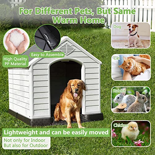 Large Dog House Outdoor Waterproof with Air Vents and Elevated Floor N474392