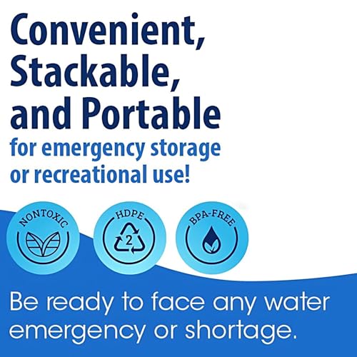 Emergency Water Storage Containers 20 Gallons, 4 Tanks with Lids and Spigot U9714