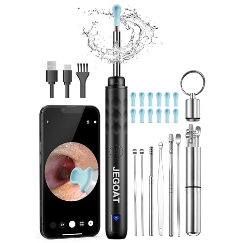 Ear Wax Removal, Ear Cleaner with Camera, Ear Cleaning Kit 1296P HD Ear Scope, 6 LED Lights and 10 Ear Picks, Earwax Removal with Otoscope to Earify Earwax, iOS and Android