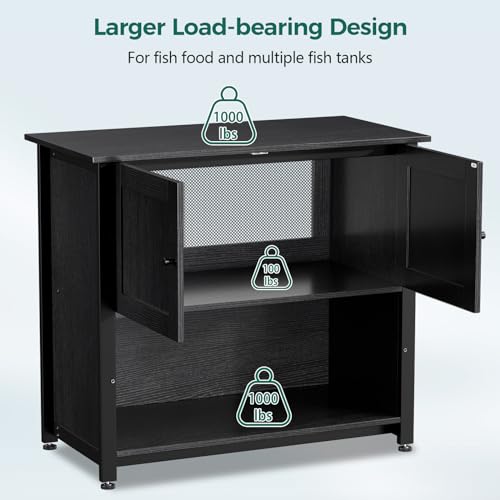 Metal Fish Tank Stand with Cabinet, Holds up to 2 Aquariums Z741