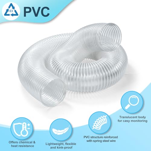 PVC Dust Collection Hose 4 Inch, 10 ft, Flexible with Carbon Steel Wire Coil Q574898