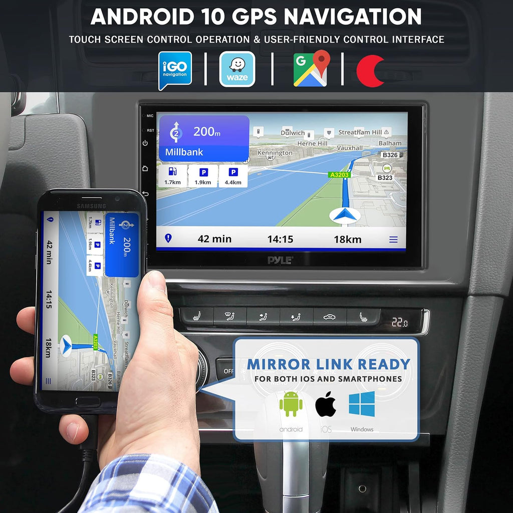 Double DIN 7 Inch Touch Screen Car Stereo Receiver with Bluetooth, GPS, WiFi, and Dual USB V966