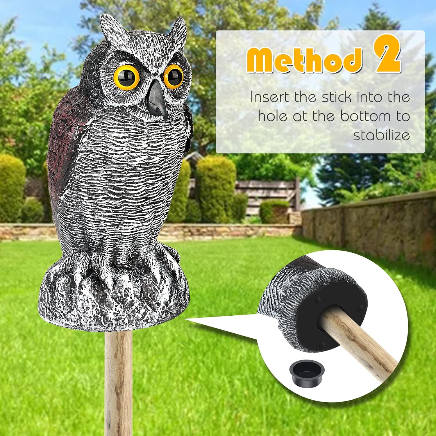 3-Pack Weatherproof Owl Decoys for Bird Deterrent R172598