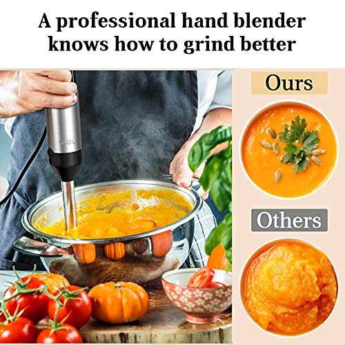 Immersion Hand Blender, Variable Speed, 500 Watt, Stainless Steel, for Soups Sauces and Smoothies O658995
