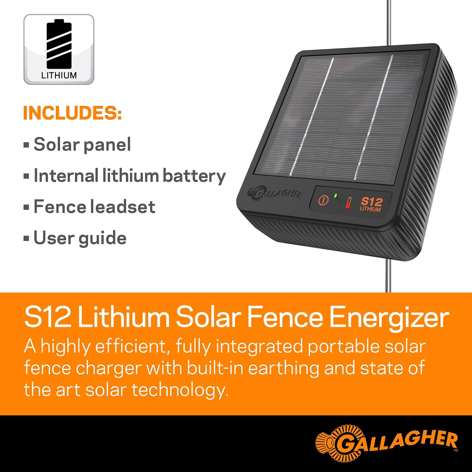 Solar Electric Fence Charger for Up to 4 Miles, 18 Acres O3414