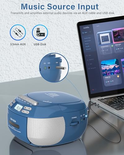 CD Player & Cassette Player Combo with Bluetooth, AM/FM Radio, Remote Control D908961