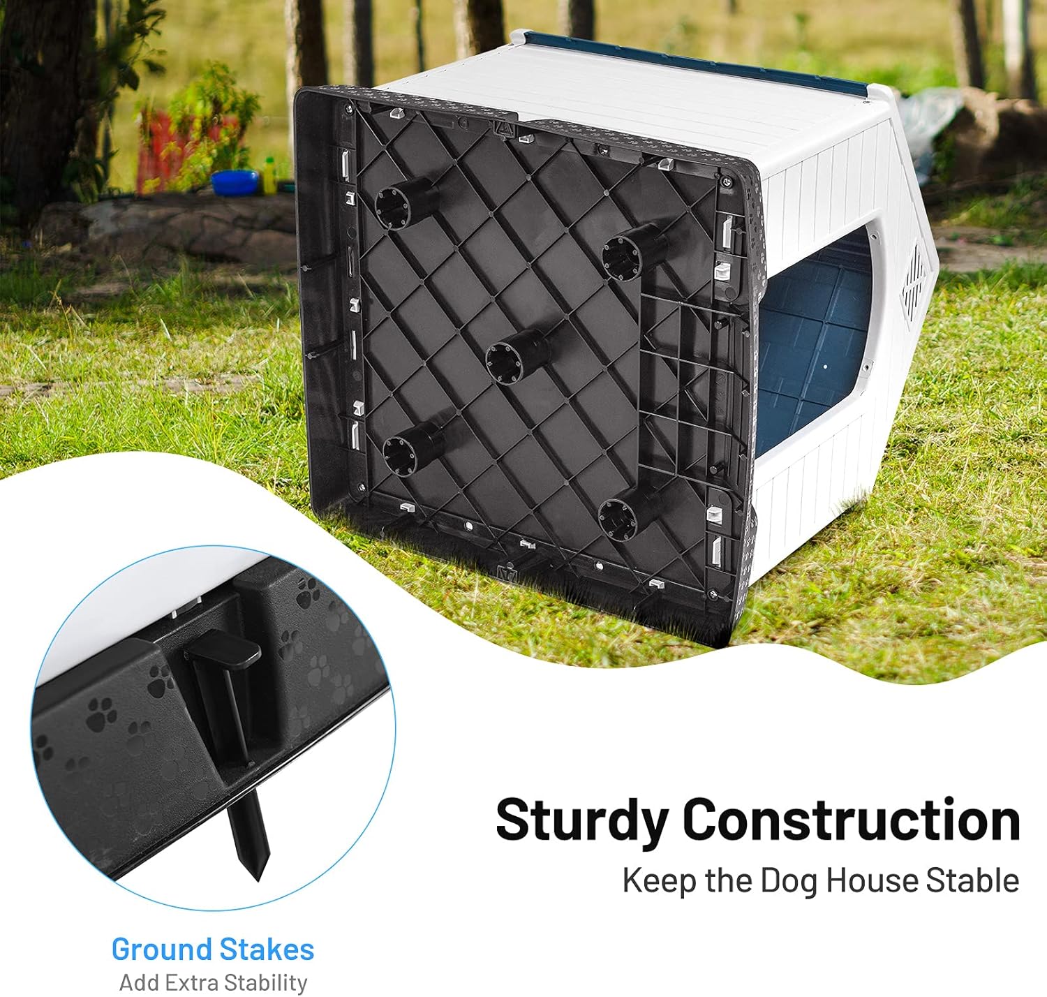 Waterproof Plastic Dog House with Elevated Floor and Air Vents W997587
