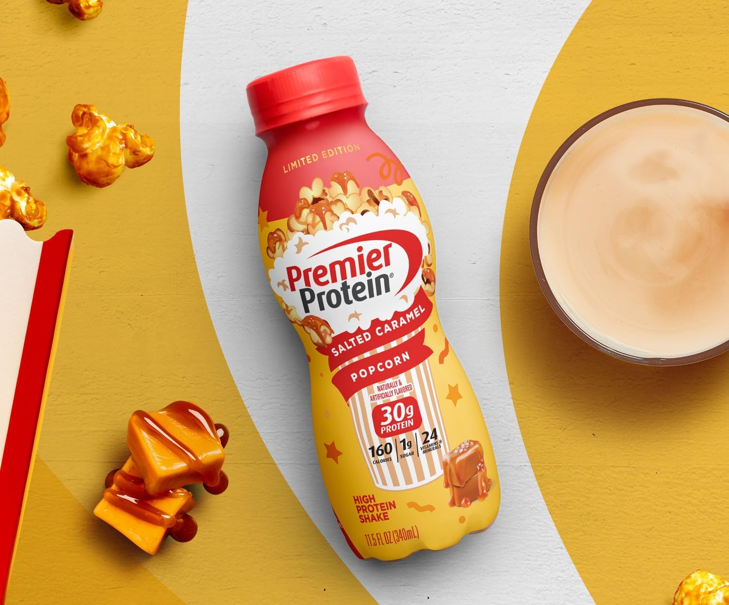 Protein Shake Salted Caramel Popcorn and Cake Batter, 30g Protein, 12 Pack N59767