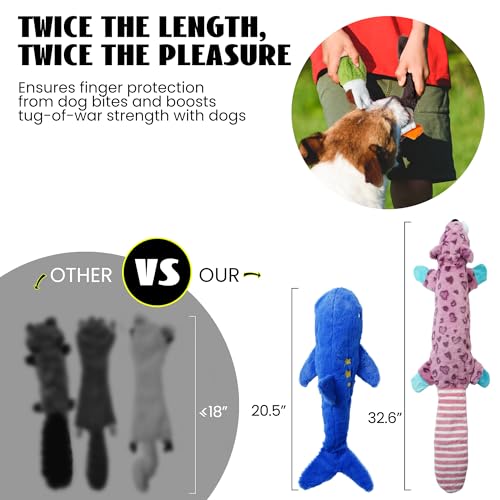 2-in-1 Crinkle Dog Toys with Soft Fabric, Holds Water Bottles, Large Size Stuffless Squeaky Toys M106