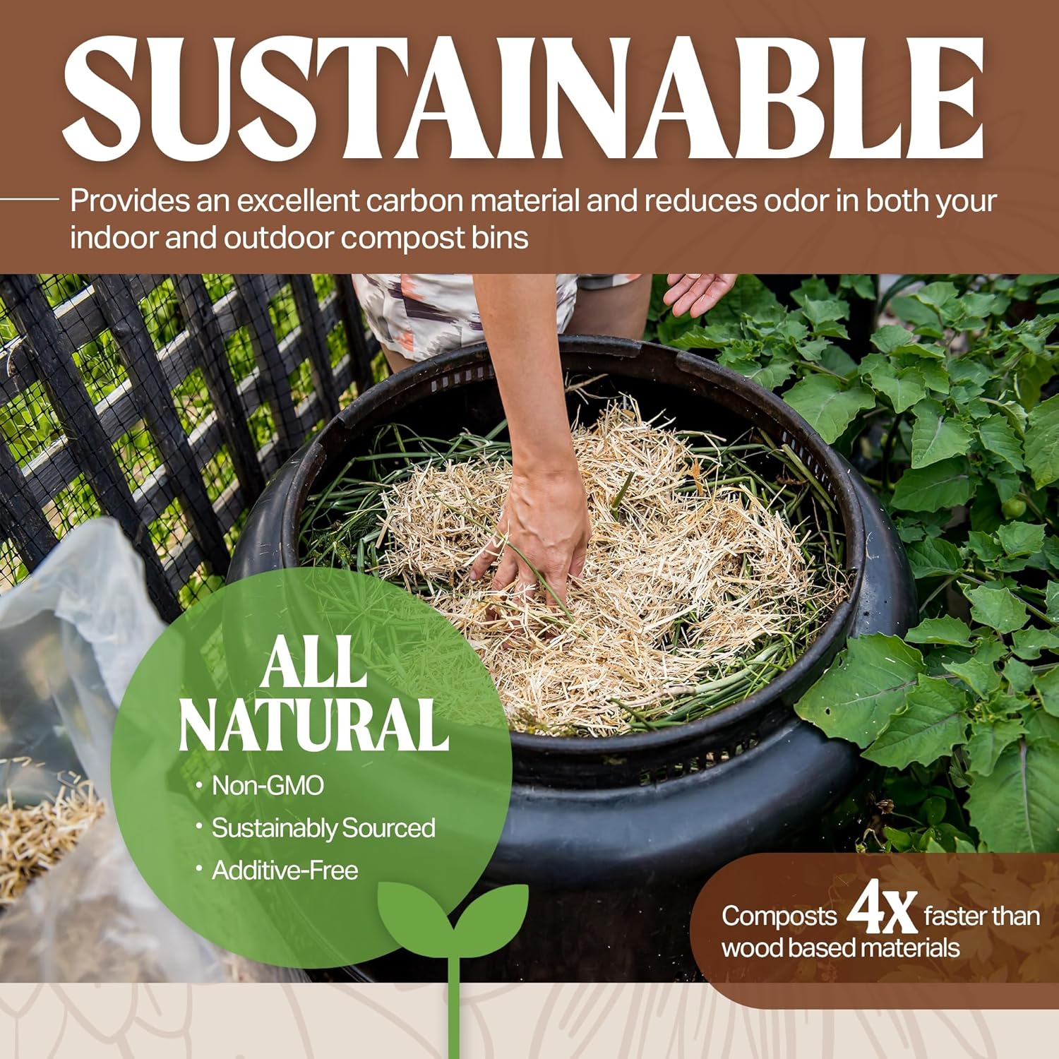 Mini Mulch for Gardens, Vegetables, Lawn Seeding - Water-Conserving Wheat Straw Z7214