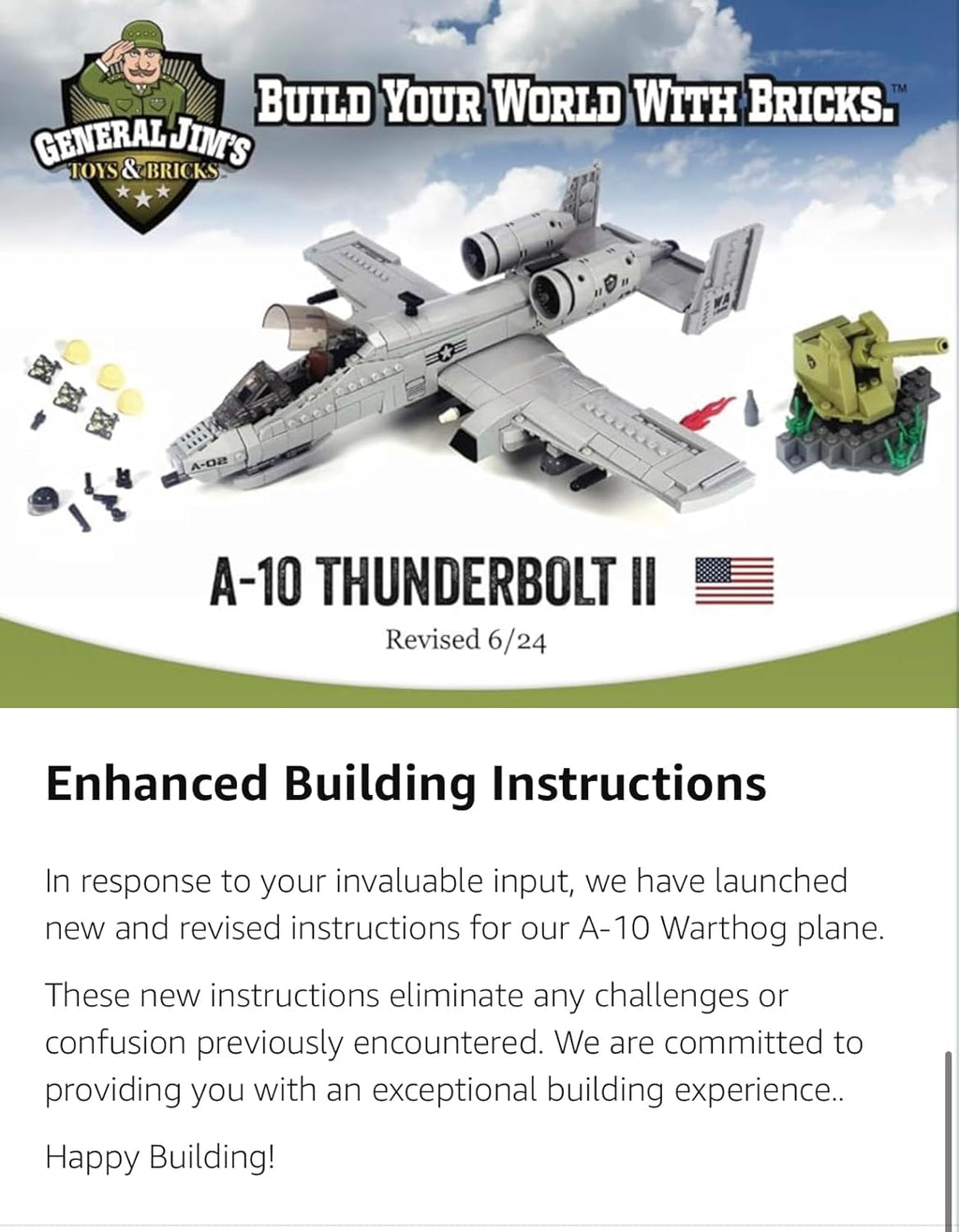 A-10 Military Fighter Jet Brick Building Set X3665