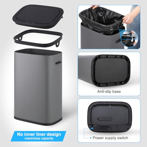13 Gallon Sensor Trash Can with Lid, Grey A788572