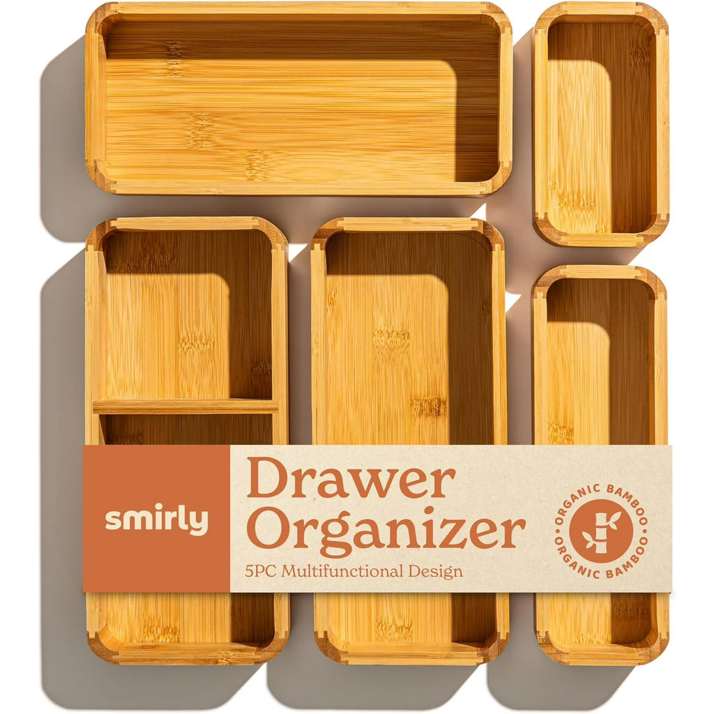 dxynlzq 3-Piece Bamboo Kitchen Drawer Organizer Set for Large and Small Utensils  Multi-use Storage  - Bathroom  Nightstand  Jewelry  Cutlery  Knife  Spice  Towel  Junk Drawer Tray