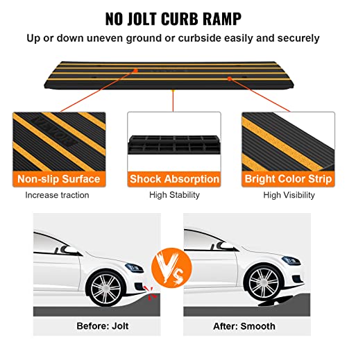 Curb Ramp for Driveway, 2 Pack Heavy Duty 32000 lbs, 2.6 inch High Curbside Bridge Ramps D113173