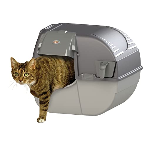 Self-Cleaning Litter Box with Integrated Litter Step and Sifting Grill, Gray Z819134
