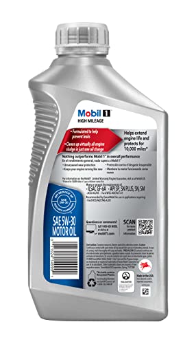 High Mileage Full Synthetic Motor Oil 5W-30, 6-Pack of 1 Quarts J6661
