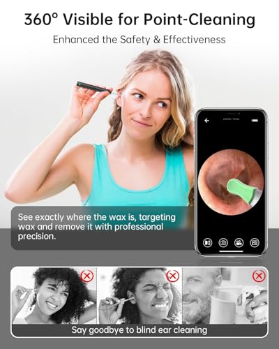 Ear Wax Removal Tool Camera with 6 LED Light, Ear Cleaning Kit for iPhone iPad Android K1307