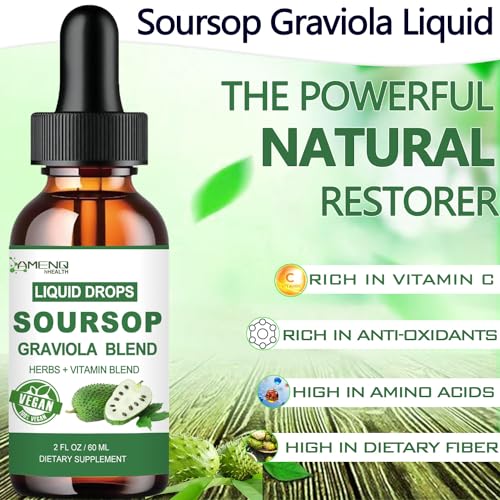 Soursop Graviola Liquid Drops with Sea Moss, Elderberry, Vitamin C and Zinc, Immune Support, 2 Fl Oz C88618