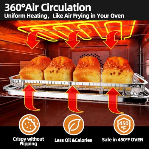 Air Fryer Basket, 2 Set with Parchment Papers, Non-stick Stainless Steel Oven Tray V2420