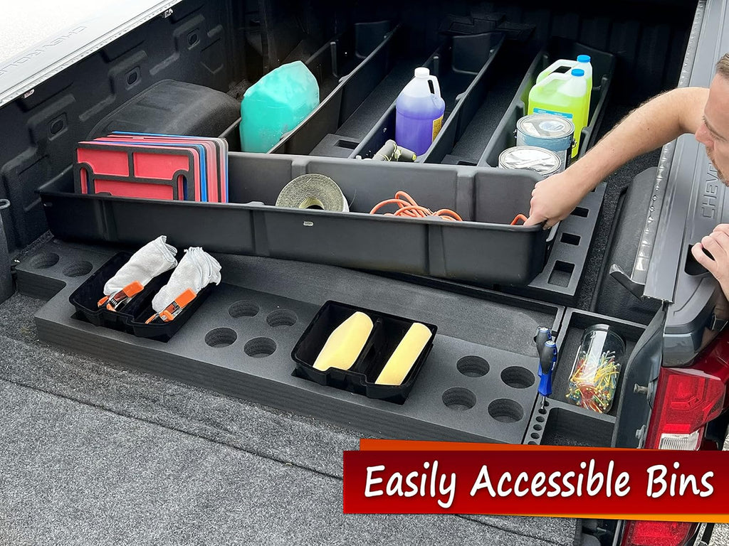 Truck Bed Storage System Cargo Organizer with 4 Weatherproof Containers C4250